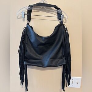 NWOT Black Fringe Hobo Shoulder Bag - Sleek Everyday Carry